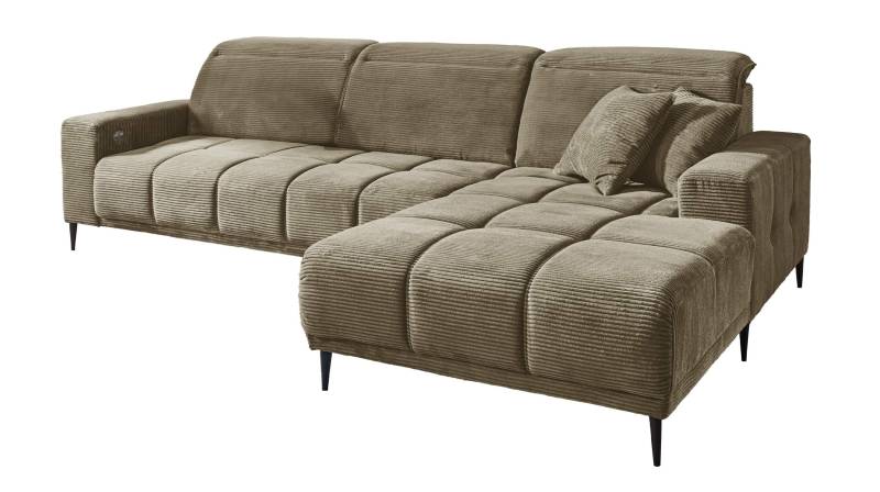 Ecksofa Cord grün 286 x 195 cm - MARISOL von Massivart