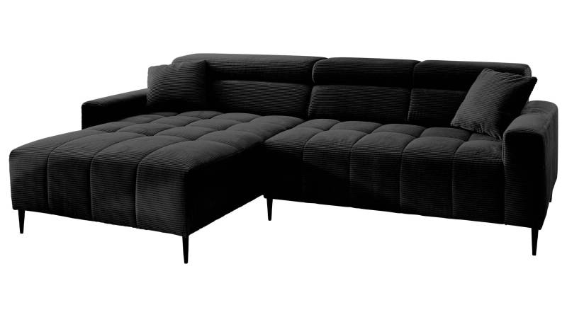 Ecksofa Cord schwarz ausziehbar - Sitztiefenverstellung 256 cm - SIMPLE von Massivart