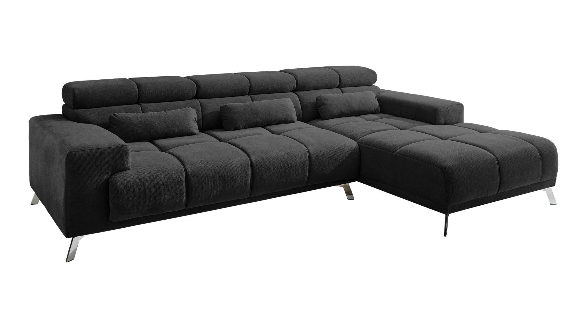 Ecksofa schwarz ausziehbar - Sitztiefenverstellung 285 cm - OT rechts - SPEED von Massivart