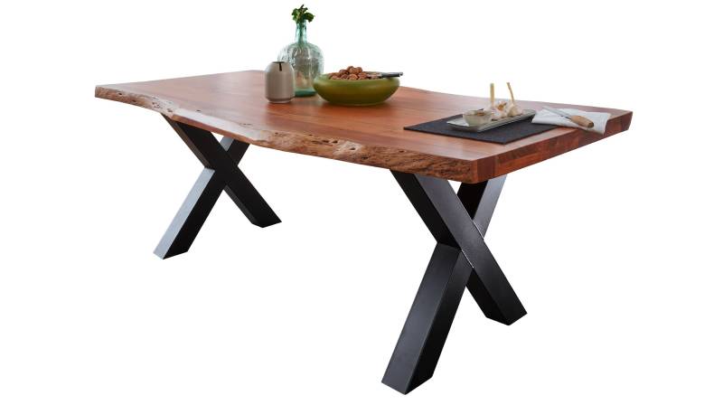 Baumkantentisch 140 cm Akazie lackiert massiv - TOMASO von Massivart