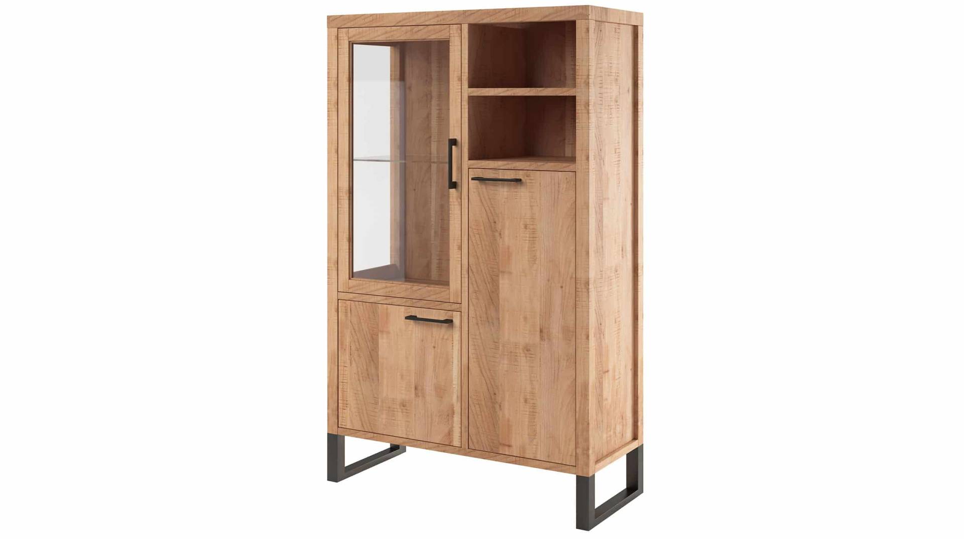 Highboard 1 Glastür Akazie massiv 88 cm - BENIKO von Massivart