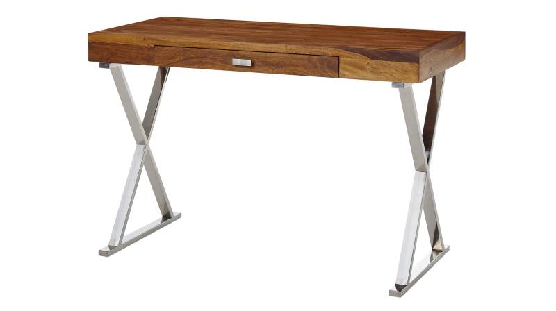 Schreibtisch mit Schublade Sheesham massiv - 120 cm - SOLVIG von Massivart