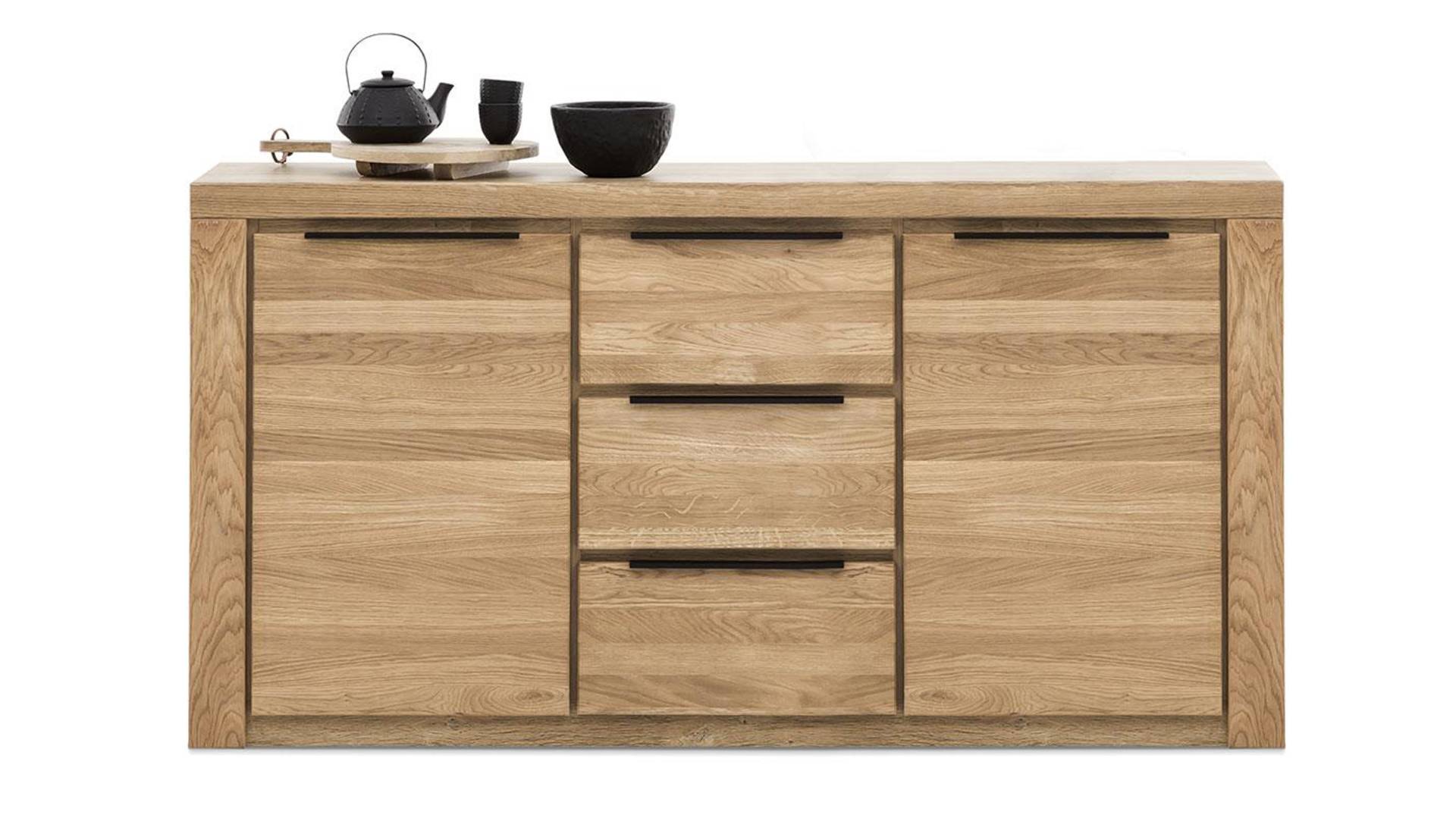 Sideboard 2 Türen Eiche teilmassiv geölt 160 cm - GRETA von Massivart