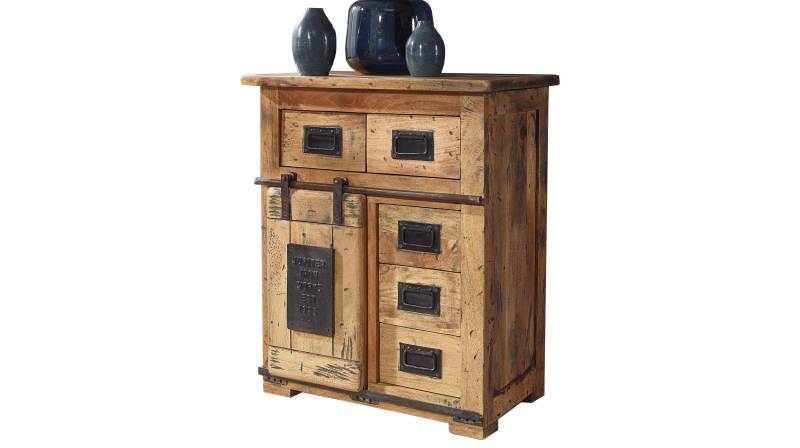 Sideboard mit 1 Rolltür Mango massiv 70 cm - EMANUEL von Massivart