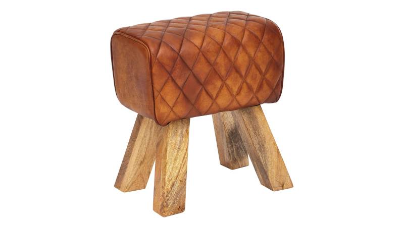 Sitz- & Fußhocker 40 x 27 cm Echtleder Mango massiv lackiert - RIST von Massivart