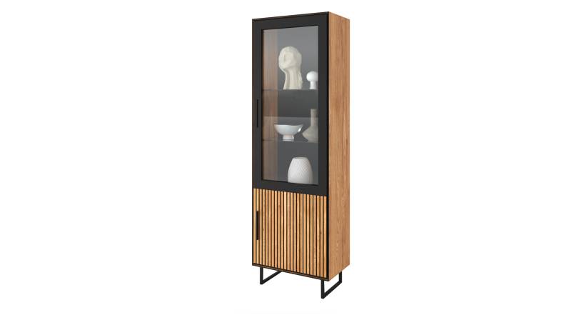 Vitrine mit Glastür Eiche teilmassiv geölt Breite 54 cm - BELLA von Massivart