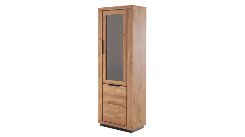 Vitrine mit Glastür Wildeiche teilmassiv geölt Breite 72 cm - GRENO von Massivart