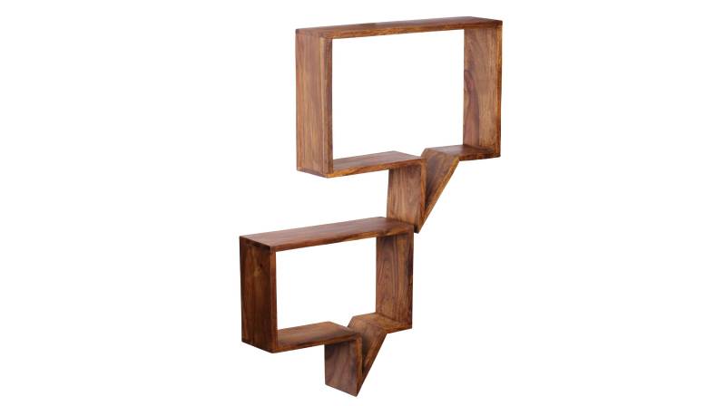 Wandregal 2er-Set Sheesham gebeizt massiv 50 cm - MERVI von Massivart