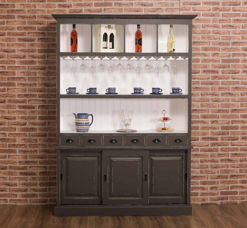 Massivholzmoebel-Becker Buffet Großer Buffetschrank aus Massivholz mit Glashalterungen von Massivholzmoebel-Becker
