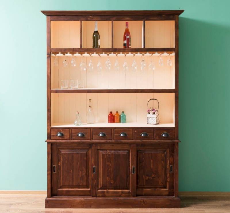 Massivholzmoebel-Becker Buffet Großer Buffetschrank aus Massivholz mit Glashalterungen von Massivholzmoebel-Becker
