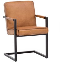 Freischwinger Stühle aus Echtleder und Metall Armlehnen (2er Set) von Massivio