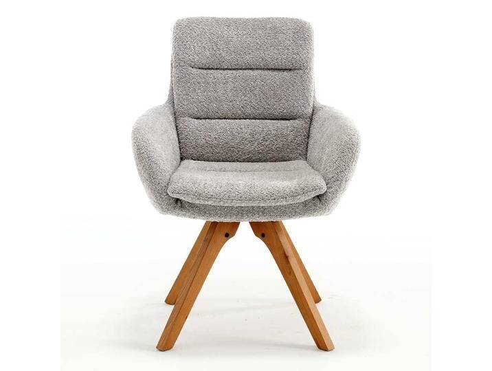 Boucle Esszimmerstühle in Grau und Eichefarben drehbar (2er Set) von Massivio
