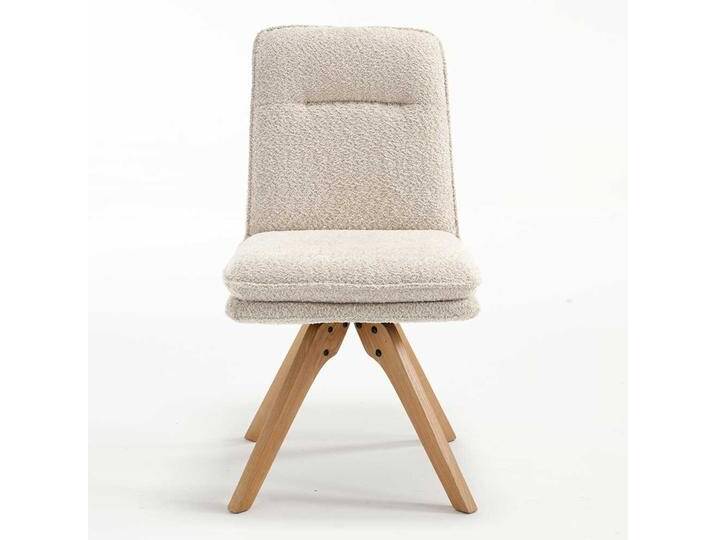 Drehbare Polsterstühle in Cremefarben Boucle Gestell aus Massivholz (2er Set) von Massivio