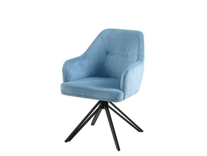 Esstisch Stühle Cord drehbar in Hellblau Gestell aus Metall (2er Set) von Massivio