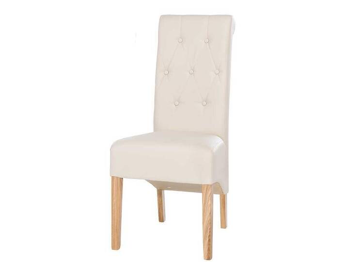 Esstischstuhl Set in Creme Weiß Kunstleder Eiche Massivholz (2er Set) von Massivio