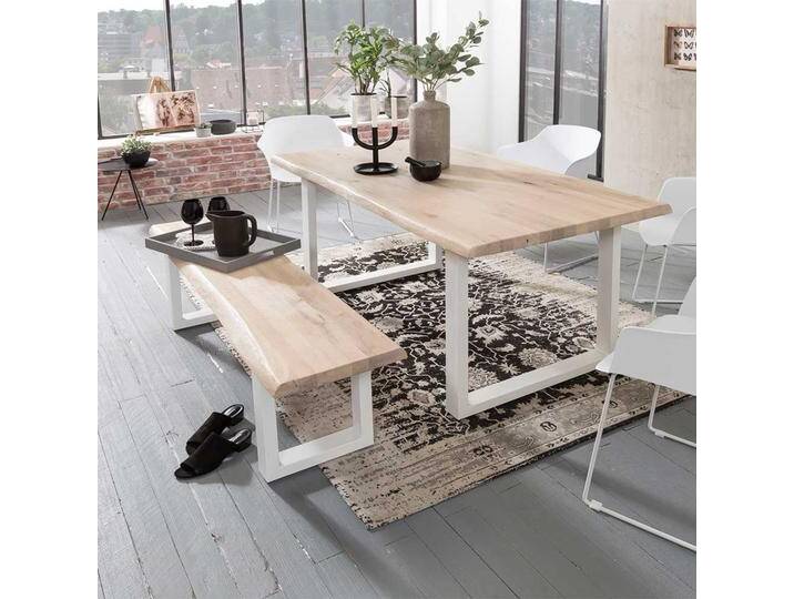 Esszimmergruppe aus Eiche massiv White Wash geölt Industry Design (zweiteilig) von Massivio