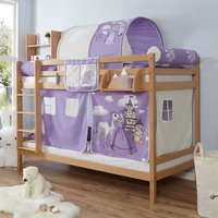 Etagenbett aus Buche Massivholz und Webstoff Prinzessin Motiv von Massivio