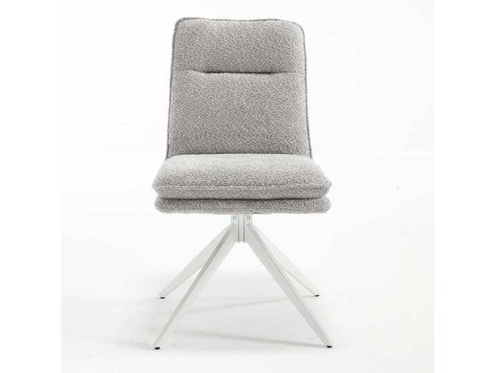 Helle Polsterstühle in Grau und Weiß Boucle Stoff und Metall (2er Set) von Massivio