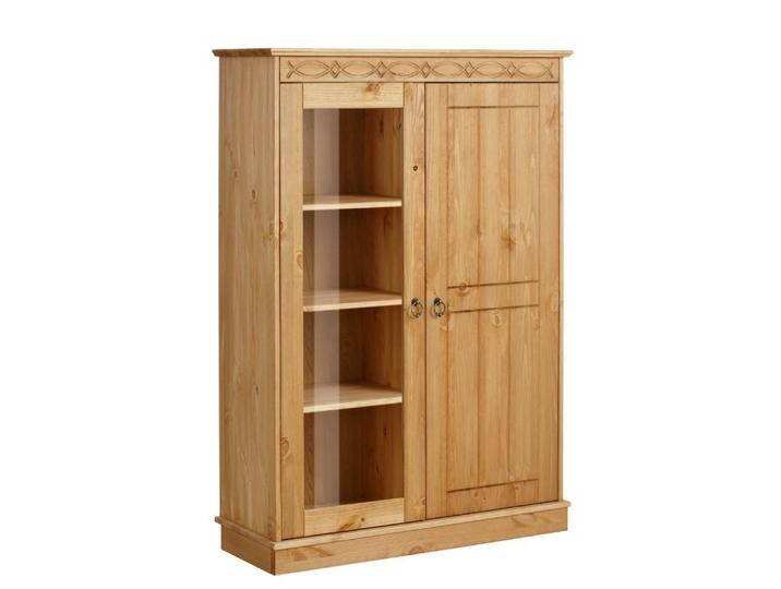 Highboard Wohnzimmerschrank mit Glastür in Kieferfarben von Massivio