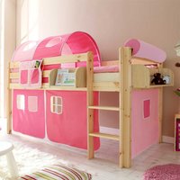 Hochbett für Kinder Tunnel und Vorhang in Pink Rosa von Massivio