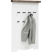 Holz Wandgarderobe in Weiß & Grau 8 Kleiderhaken von Massivio