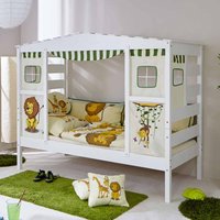 Jungen Kinderbett in Weiß Kiefer massiv Dschungel Design von Massivio