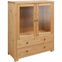 Kiefer Highboard massiv geölt Glastüren von Massivio