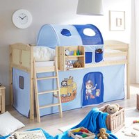 Kinder-Hochbett in Blau Vorhang von Massivio