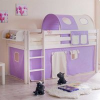 Kinderbett mit Tunnel und Vorhang in Lila Beige halbhoch von Massivio