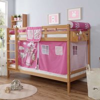 Kinderetagenbett aus Buche Massivholz Webstoff Pink und Rosa von Massivio