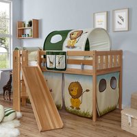 Kinderspielbett mit Rutsche und Tunnel Buche Massivholz von Massivio