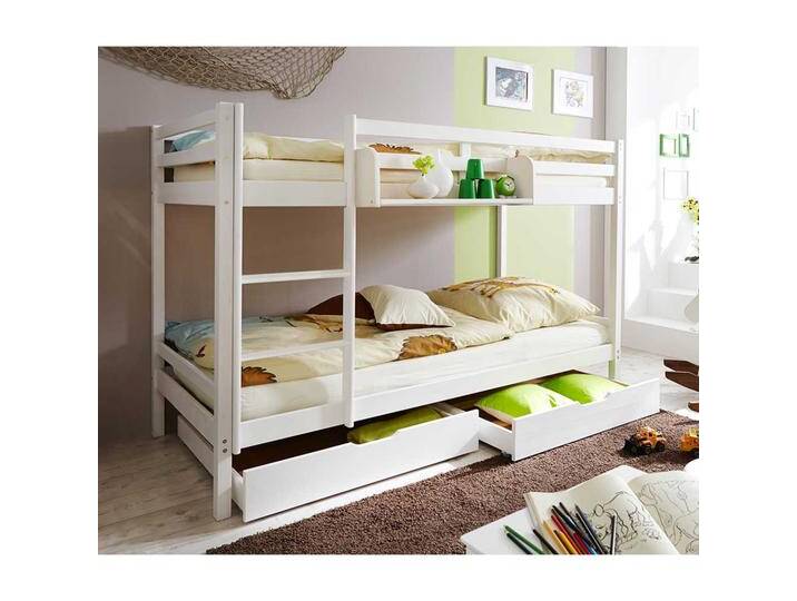 Kinderstockbett in Weiß Kiefer massiv Stauraum Kinderstockbett in Weiß Kiefer massiv Stauraum von Massivio