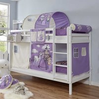 Kinderstockbett in Weiß Lila und Beige Prinzessin Motiv von Massivio