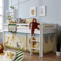 Kinderzimmer Bett aus Buche Massivholz in Weiß Zootier Motiv von Massivio