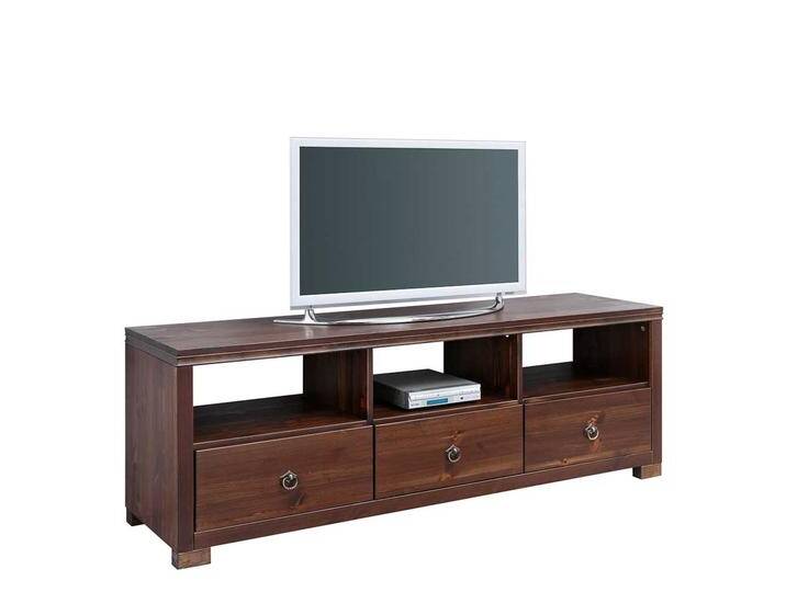 Landhaus TV Möbel in Dunkelbraun lackiert Kiefer Massivholz von Massivio