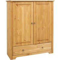 Massivholz Wäscheschrank mit zwei Türen und Schublade 126 cm hoch von Massivio