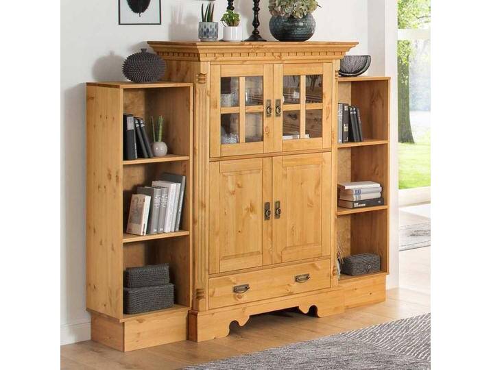 Massivholz Wohnzimmer Set aus Kiefer gebeizt und geölt Landhausstil (dreiteilig) von Massivio