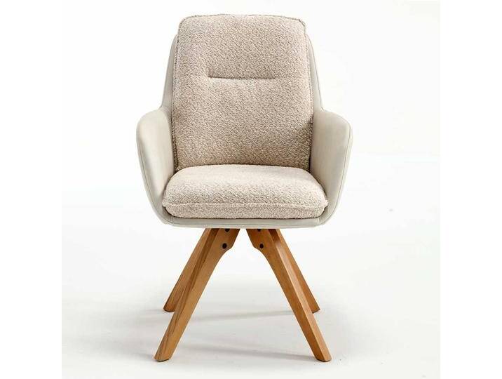 Moderne Esstisch Stühle in Cremeweiss Eichefarben (2er Set) von Massivio