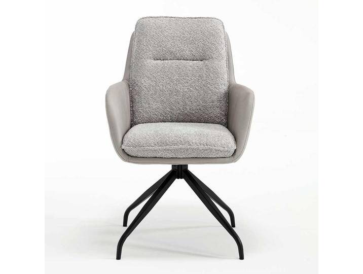 Polsterstuhl Set Esszimmer in Grau und Schwarz Spider Gestell aus Metall (2er Set) von Massivio