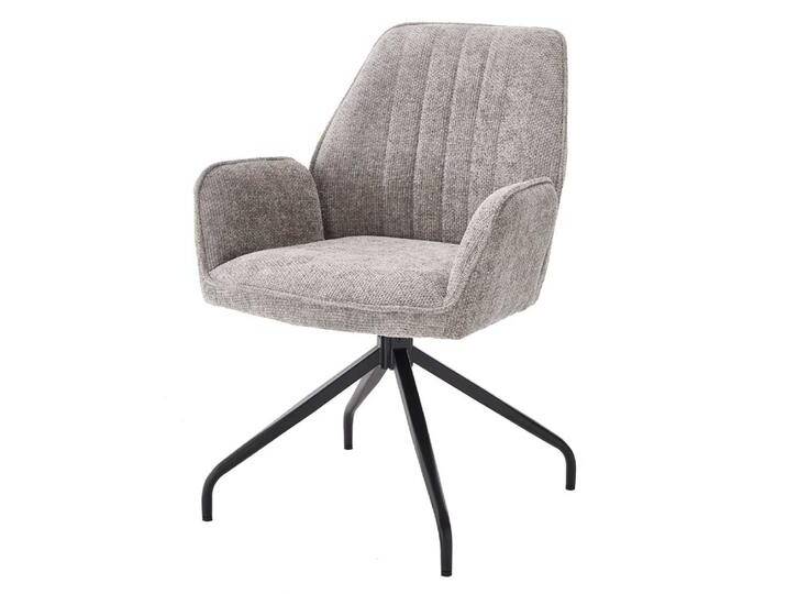 Polsterstuhl, Grau, 64x60x89 cm, Chenillegewebe & Metall, Mit Armlehnen, Modern, Massivio von Massivio