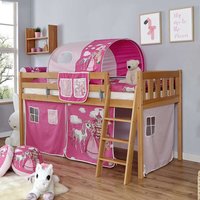 Spielhochbett aus Buche Massivholz und Webstoff Prinzessin Motiv von Massivio