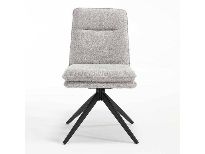Stuhl Set mit Drehgestell in Grau und Schwarz Boucle und Metall (2er Set) von Massivio