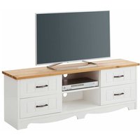 TV Möbel in Weiß und Kiefer Honigfarben Landhaus Design von Massivio
