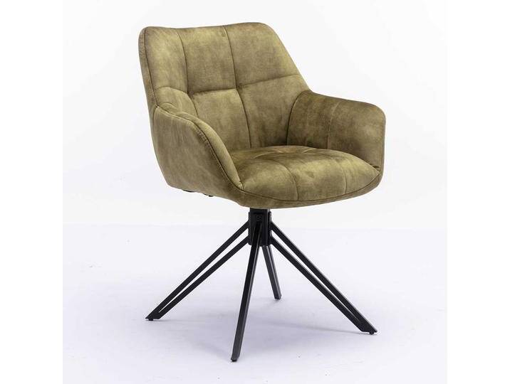 Velours Armlehner Esszimmer in Oliv Grün Gestell aus Metall (2er Set) von Massivio