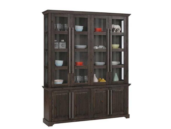Wohnzimmer Vitrinenschrank in Kiefer dunkel 8 Türen von Massivio