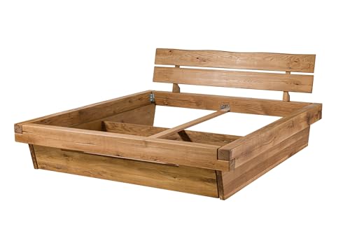 MASSIVMOEBEL24.DE Balkenbett mit Schubkasten Wildeiche 180x200 braun geölt Innsbruck #280 von MASSIVMOEBEL24.DE