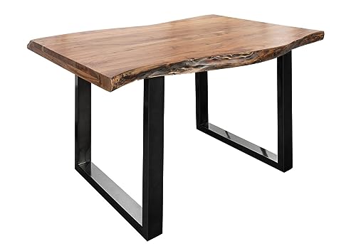 MASSIVMOEBEL24.DE | Freeform 5 Baumkantentisch aus Akazienholz - Natur lackiert | U-Beine in anthrazit glänzend | 140x90x77 cm | Massivholztisch Baumkantentisch Esstisch von MASSIVMOEBEL24.DE