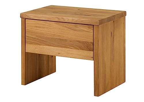 MASSIVMOEBEL24.DE | JANGALI - Nachttisch aus Wildeiche - Natur geölt | Schublade mit Soft-Close-Technik | 50x35x40 | Nachtkommode Nachtschrank Beistelltisch von MASSIVMOEBEL24.DE