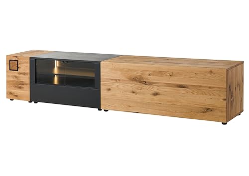 Massivmoebel24.de | Kitzbühel Lowboard aus Massivholz #120 | aus Wildeichenholz -Natur geölt/lackiert | 220x52x52 cm | 8 Fächer | TV-Board Sideboard von Massivmoebel24.de