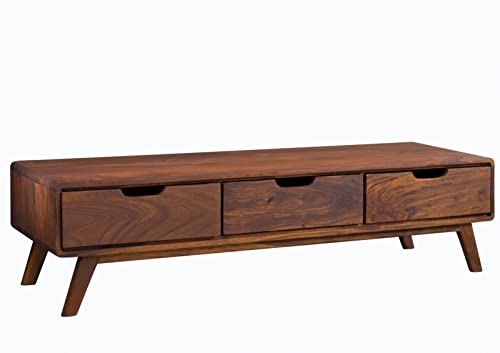 Massivmoebel24.de | MALMÖ 2 - Massive Kommode | walnuss - lackiert | breit | Sheesham-Holz (Palisander) | 134x40x34 | 4 Schubladen | grifflos | Sideboard von Massivmoebel24.de